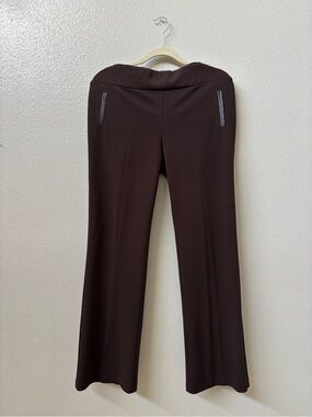 Soho Women's Bootcut Pants in Dark Brown with Faux-Zip Details